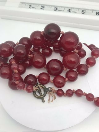 antique art deco red cherry amber bakalite necklace 2