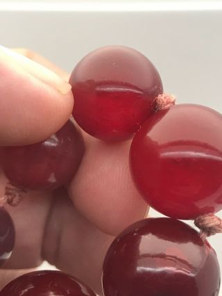 antique art deco red cherry amber bakalite necklace 3