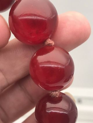 antique art deco red cherry amber bakalite necklace 4