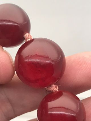 antique art deco red cherry amber bakalite necklace 5