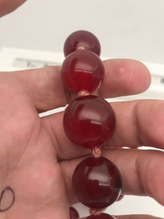 antique art deco red cherry amber bakalite necklace 7