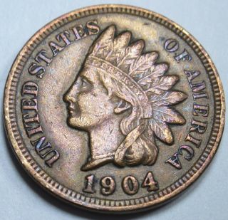 1904 Xf - Au Us Indian Head Penny 1 Cent Antique Old U.  S.  Currency Money Coin