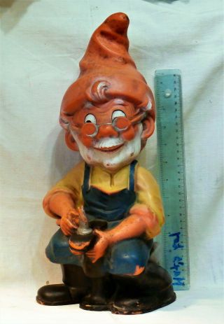 Vintage Large Shoemaker Dwarf Walt Disney Rubber Toy Doll Biserka Art 40cm /16in