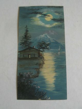 Antique Mary Wheeler Oil Plein Air Painting California Listed Artist Night Lake