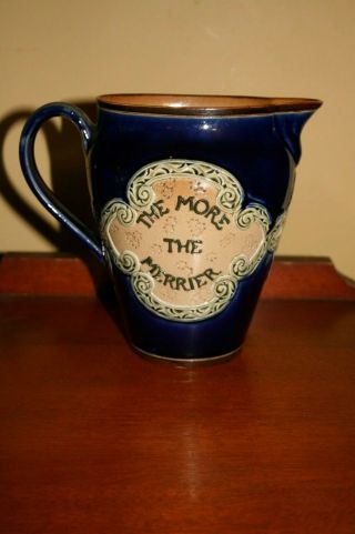 Doulton Lambeth Pitcher / Jug - " The More The Merrier " - 6 3/4 " - Museum Quality