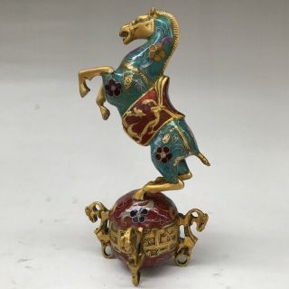 Chinese Ancient Cloisonne Statue Hand - Carved Horse Pentium Image G6