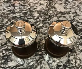 Peugeot Palace 4 Inch Silver Plated Salt And Pepper Mills,  Antique Brown