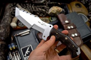 Cfk Ipak Handmade D2 Custom Wenge Wood Small Tanto Tracker Bushcraft Blade Knife