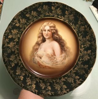 Antique Empire Stoke On Trent Plate Partially Nude Maiden W/flowing Hair