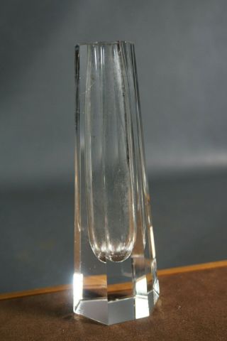 Antique Bohemian Czech Desna Art Deco Glass Crystal Hexagonal Conical Urn Vase