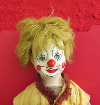 Vintage Hand Painted Porcelain Clown Doll - Estate