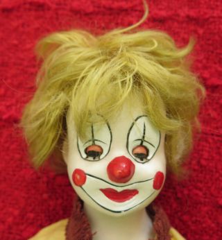 Vintage Hand Painted Porcelain Clown Doll - Estate 2