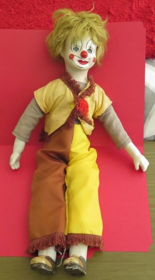 Vintage Hand Painted Porcelain Clown Doll - Estate 3