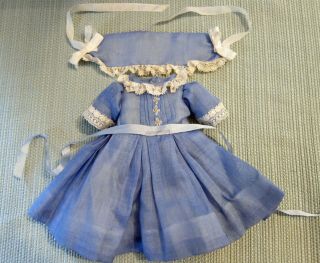 Blue Batiste Dress For 9 " Antique German Bisque Doll