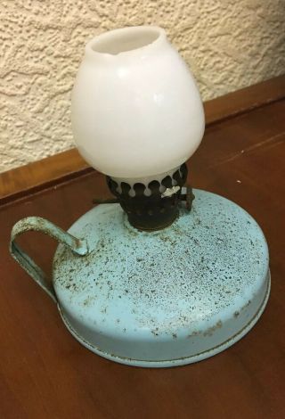 Vintage Blue Enamel Kelly/pixie/nursery Oil Lamp