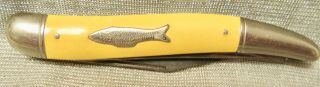 Imperial Crown Yellow Fish Folding Pocket Knife W/ Scaler 1950 