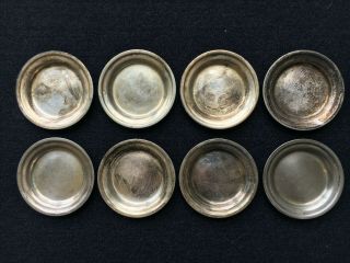 8 Vtg Federal Silver Co Plated On Nickel Silver 800 Ashtray Dish Coasters 2.  75 "
