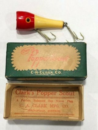C.  A.  Clark Co.  - Popper Scout Lure (red/white) - Spfd,  Mo (nib)