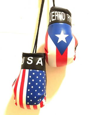 Puerto Rican American Mini Boxing Gloves Car Decoration Mirror Hang Ornament