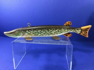 Vintage,  T.  R.  / K.  A.  W 005 - A Wood Pike Fish Weighted Spearing Decoy