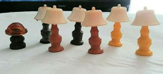 Vintage Dollhouse Miniature Renwal Plastic Table Lamps