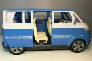 Vintage 2002 MATTEL Barbie VW Volkswagen Two - Tone Blue White Retro Bus 2