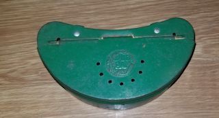 Vintage Old Pal Fishing Green Bait Box,  Vented With Belt Holder Clips