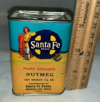 Antique Santa Fe Nutmeg Spice Tin Vintage Arkansas City Ks Can Native American