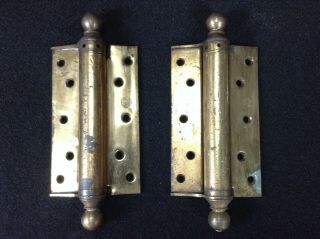 Antique Triplex Chicago Large 7 " Door Hinges Brass Brass Plate Spring Loaded