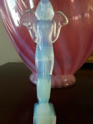 Antique Signed Sabino Art Deco Glass Opalescent Egyptian Statue " Egyptienne "