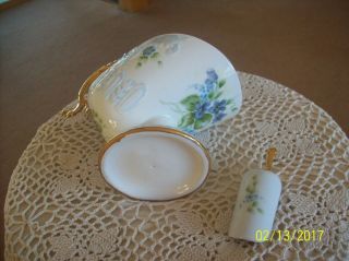 Victorian Style Porcelain Vintage Hand Painted Gilt Gold Sugar Bowl With Scoop 3