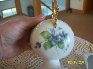 Victorian Style Porcelain Vintage Hand Painted Gilt Gold Sugar Bowl With Scoop 5