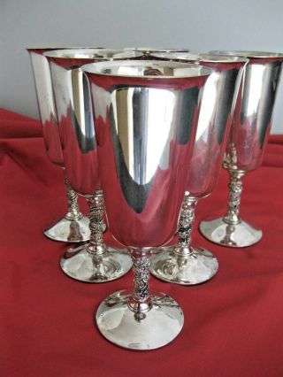 Set Of Six Vintage Falstaff/valero Silver Plated Champagne Wine Goblets