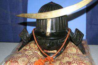 Samurai Kabuto " Iron Mask " Iron Armor Helmet Staghorn Japan 43
