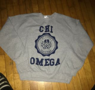 Alpha Chi Omega Sorority 1885 Crewneck Sweater Sweatshirt Gray Size Medium