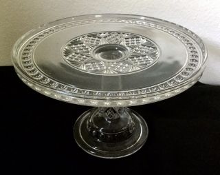 Eapg Antique Brilliant " Melrose " Clear Glass 10 - Inch Cake Stand