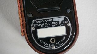 Vintage Meter Weston Model 720 - Antique Camera Exposure Meter In Leather Case 3