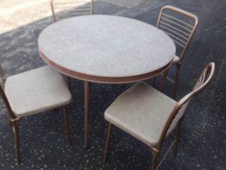 Mid Century Modern Card Table & 4 Chairs Stylaire Atomic Retro