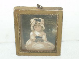 Antique Miniature Portrait Little Girl Watercolor W Label Chafee Studio