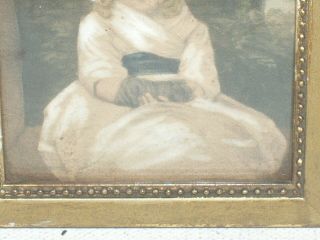 Antique Miniature Portrait Little Girl Watercolor w Label Chafee Studio 3