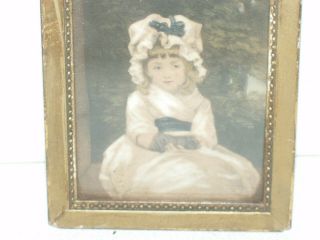 Antique Miniature Portrait Little Girl Watercolor w Label Chafee Studio 4