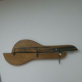 Rustic Vtg Wood Wooden Metal Shuttle Punch Weaving Tool Rug Hook Needle Hooking 2