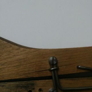 Rustic Vtg Wood Wooden Metal Shuttle Punch Weaving Tool Rug Hook Needle Hooking 4