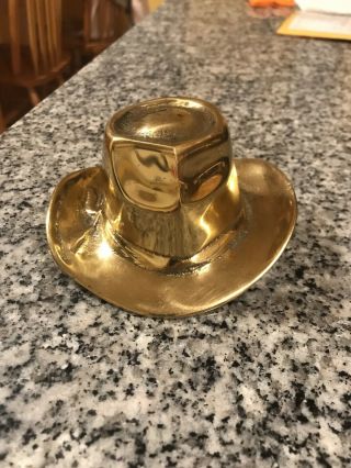 Vintage Very Heavy Solid Brass / Bronze Cowboy Hat 1.  7 Pounds