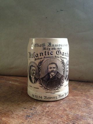 Antique German Advertising Beer Stein Mug Villeroy & Boch Atlantic Garden Ny
