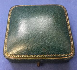 Antique Jewellery Box For A Brooch,  Empty,  Green Gilded Leather Ext.  Skinner & Co