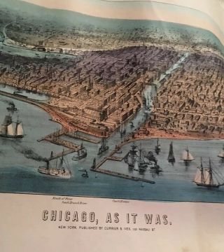 Early Currier & Ives Chicago As It Was Lake Park Hand Colored Antique Print