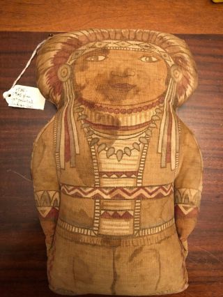 Antique 1905 Ish Printed Cloth Stuffed American Indian Native American Doll.