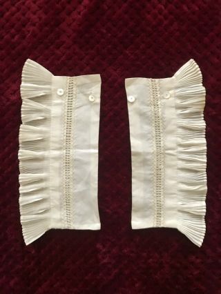 Rare Victorian Ladies Cuffs - Reinforced Shirting W.  Perfect Tiny Pleats