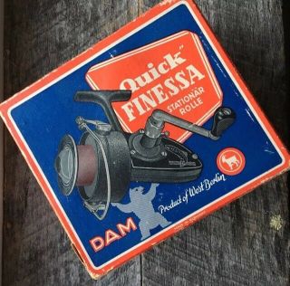 Vintage Dam Quick Finessa Fishing Reel,  Paperwork,  And Box Made In West Berlin